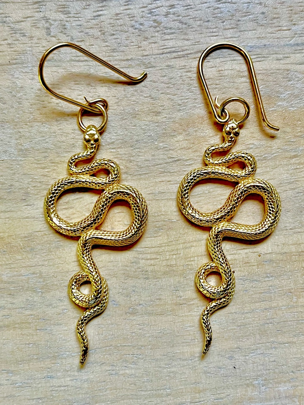 Gold Vermeil Snake Earrings